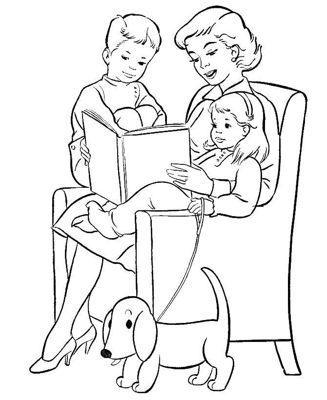 Coloring Evening gatherings. Category Family. Tags:  Family, parents, children.