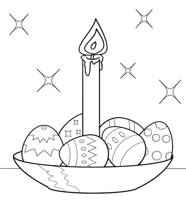 Coloring Easter eggs and candle. Category Easter. Tags:  Easter, eggs, patterns.