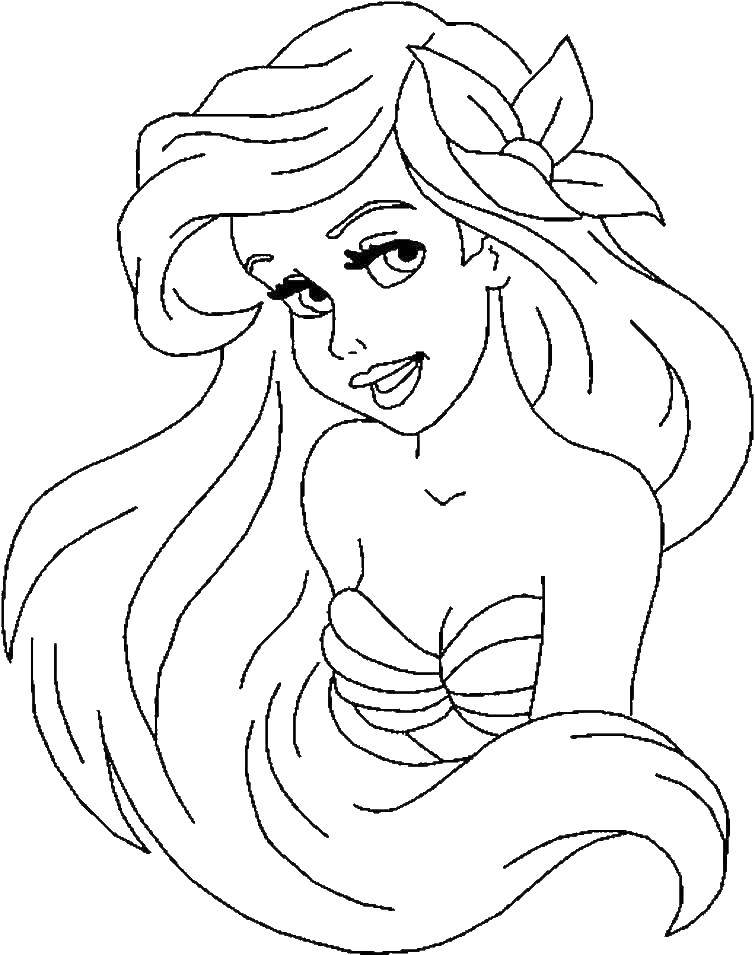 Coloring Portrait mermaid Ariel. Category cartoons. Tags:  cartoons, Ariel, mermaid.