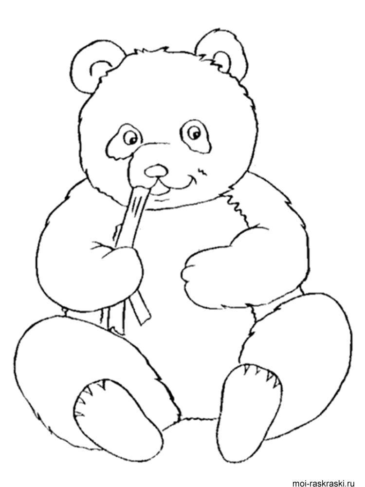 Название: Раскраска Панда с бамбуком. Категория: Животные. Теги: Животные, медведь.
