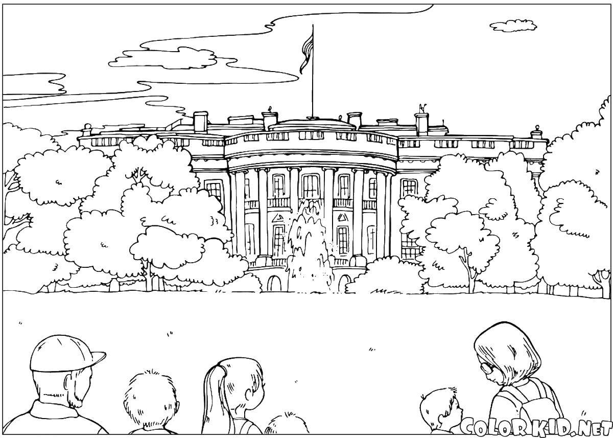 Coloring The white house. Category building. Tags:  buildings, White house.