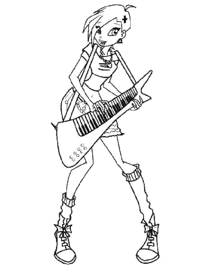 Coloring Winx fairy with guitar. Category Winx. Tags:  fairies Winx.