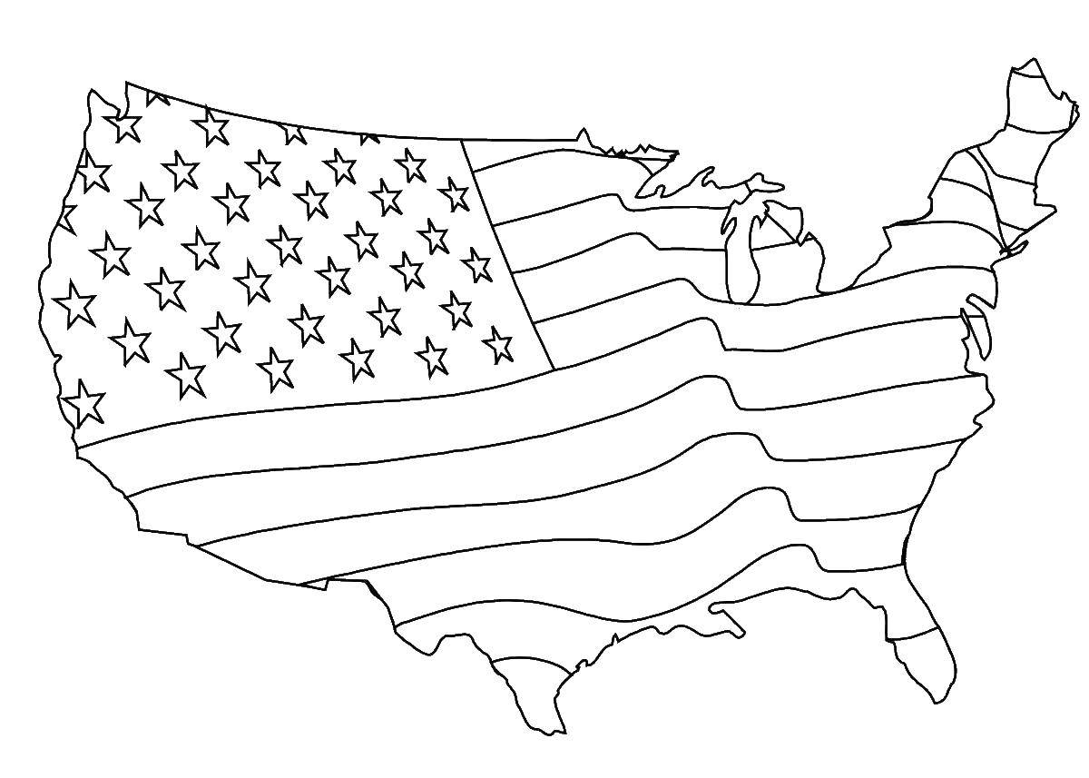 Название: Раскраска Карта америки. Категория: США. Теги: карта, США, Америка.