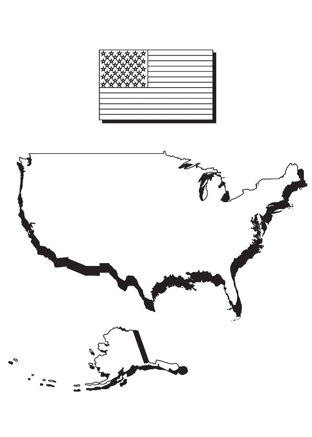 Название: Раскраска Карта сша. Категория: США. Теги: карта, Америка, США.