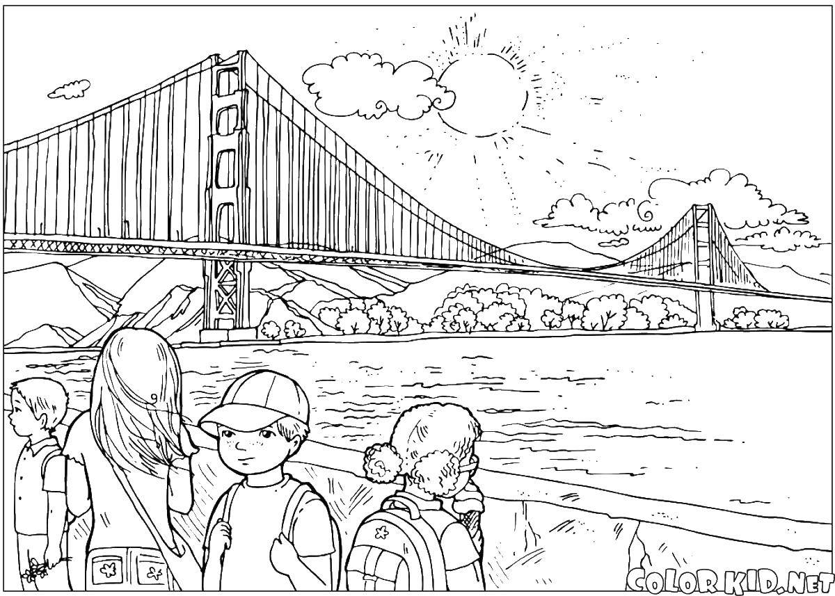 Название: Раскраска Мост. Категория: США. Теги: США, Америка, мост.