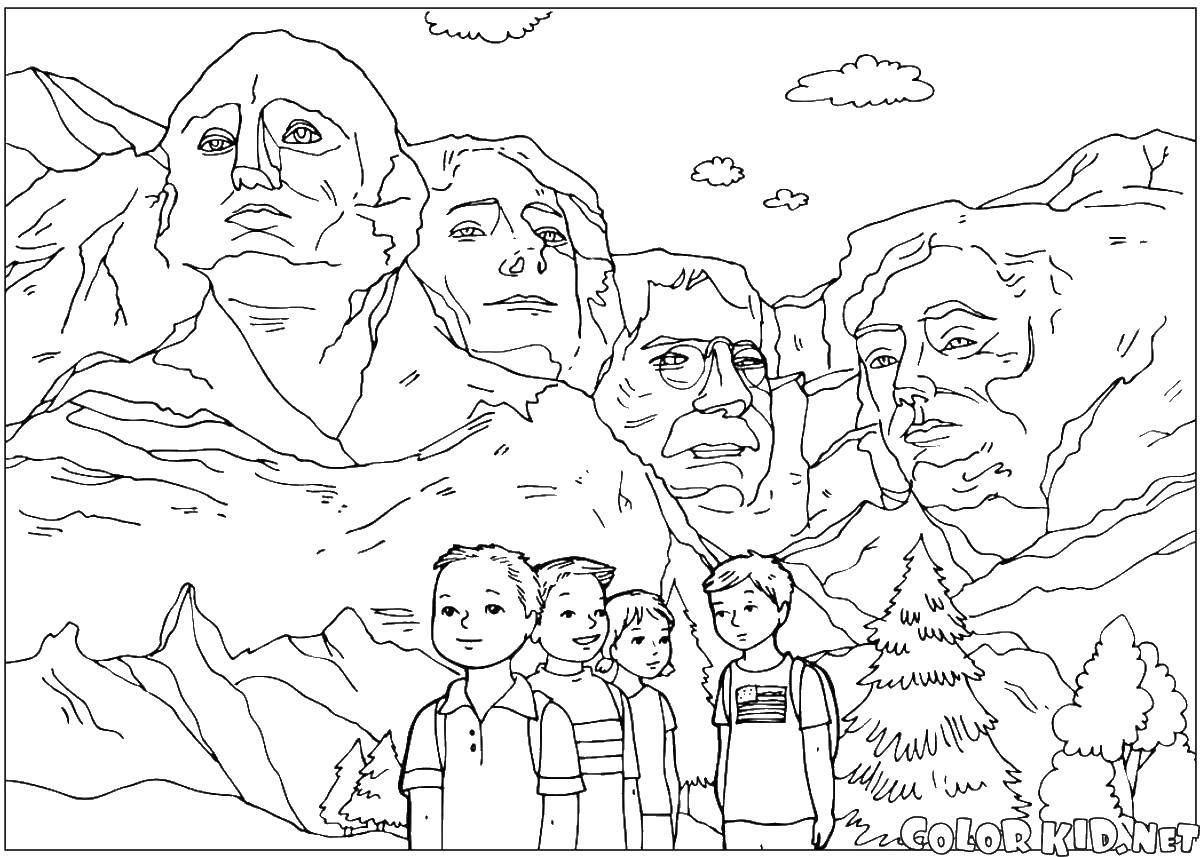 Coloring The founding fathers. Category USA . Tags:  USA, America, mountains, founding fathers.