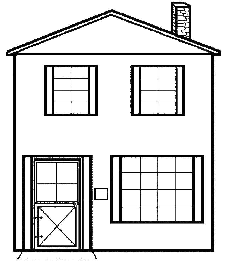 Название: Раскраска Дом с двумя этажами. Категория: дома. Теги: Дом, здание.