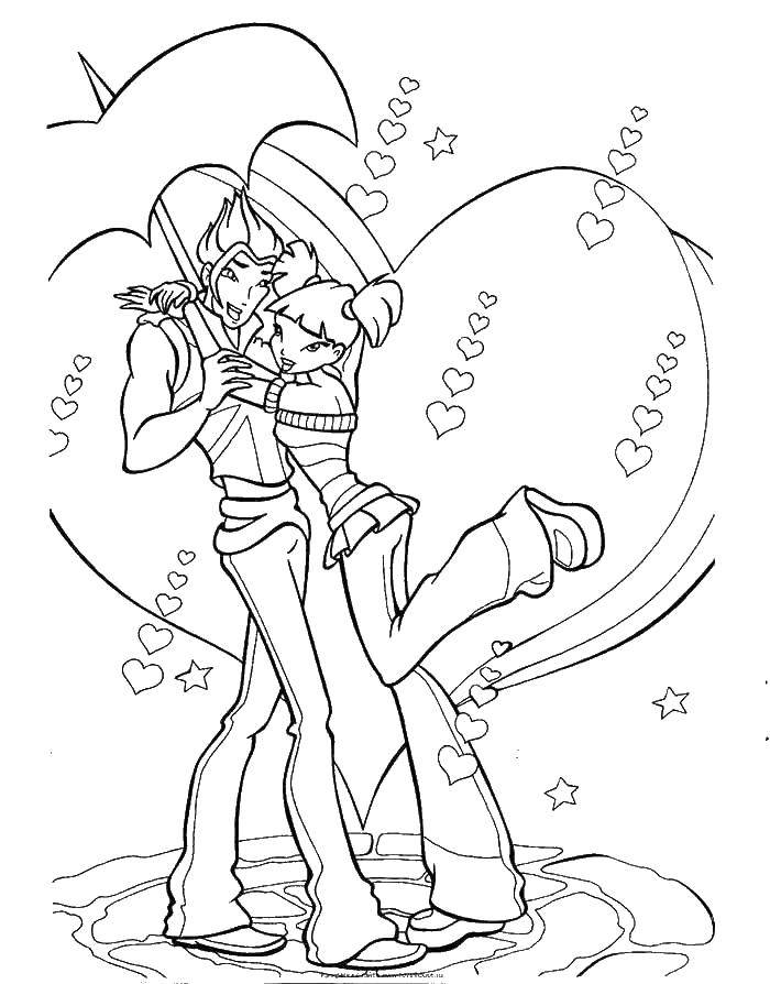 Coloring Winx fairy with the guy. Category Winx. Tags:  fairies Winx.