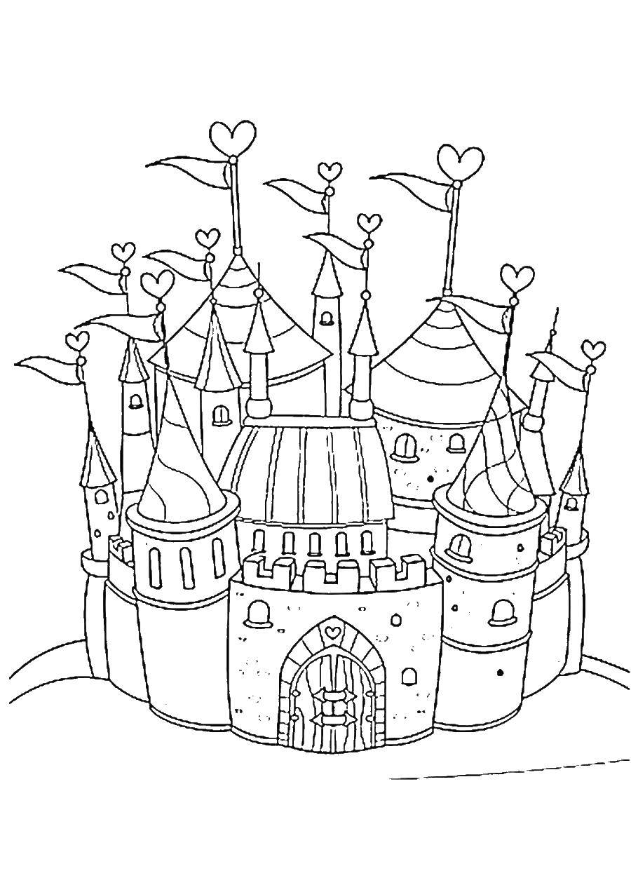 Название: Раскраска Милый замок. Категория: замки. Теги: Замок, вода, башни.