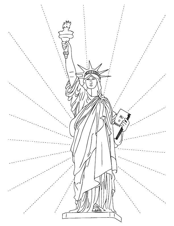 Название: Раскраска Статуя свободы.. Категория: статуя свободы. Теги: Америка, США, флаг.