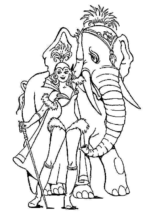 Coloring Acrobat and elephant. Category circus. Tags:  circus.