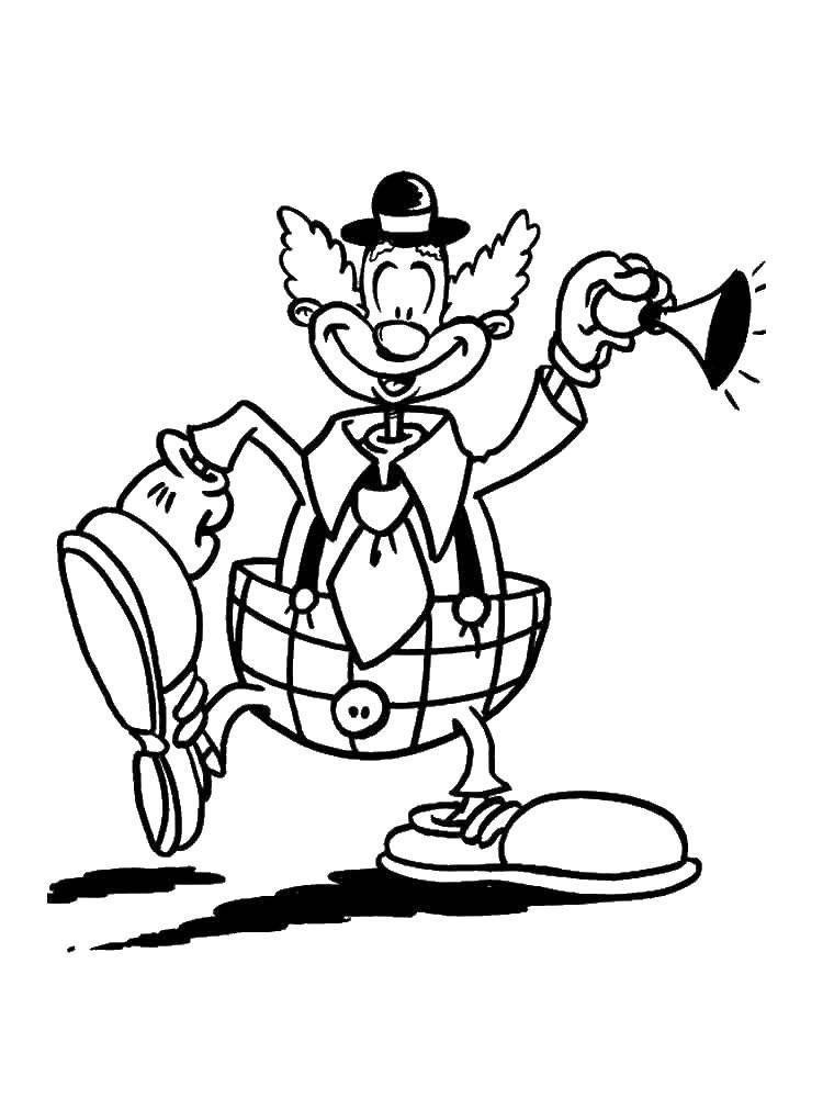 Coloring Clown with horn. Category clown. Tags:  clown with horn.