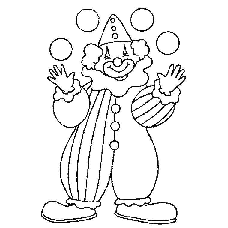 Название: Раскраска Клоун жонглёр. Категория: клоун. Теги: цирк.