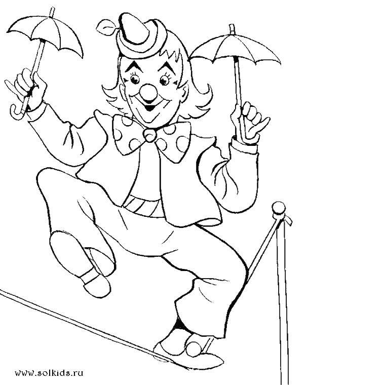 Coloring Clown. Category clown. Tags:  clown, rope.