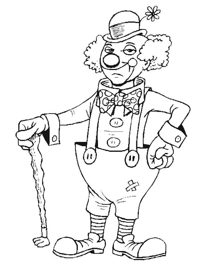 Coloring Clone in a healthy pants. Category clown. Tags:  Clown, circus, joy, fun.