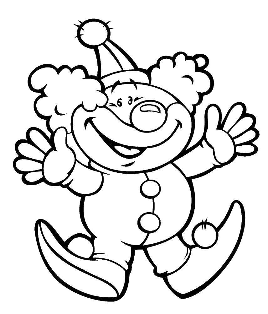 Coloring The clown is happy. Category clown. Tags:  Clown, circus, joy, fun.