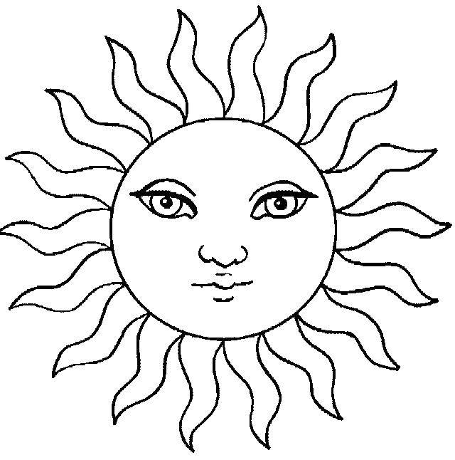 Название: Раскраска Солнце и волнистые лучи. Категория: Солнце. Теги: солнце, лучи, небо.