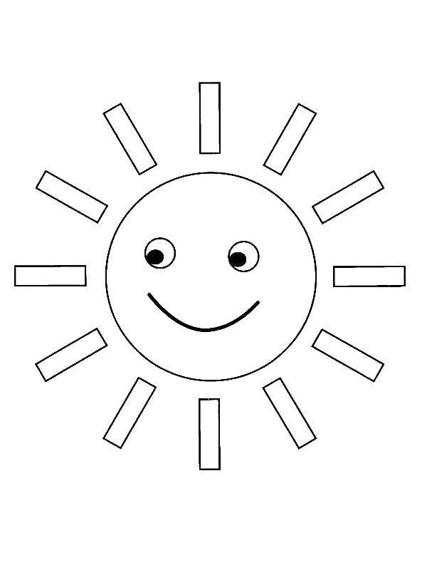 Название: Раскраска Солнце с милой рожицей. Категория: Солнце. Теги: солнце, лучи, милая рожица.