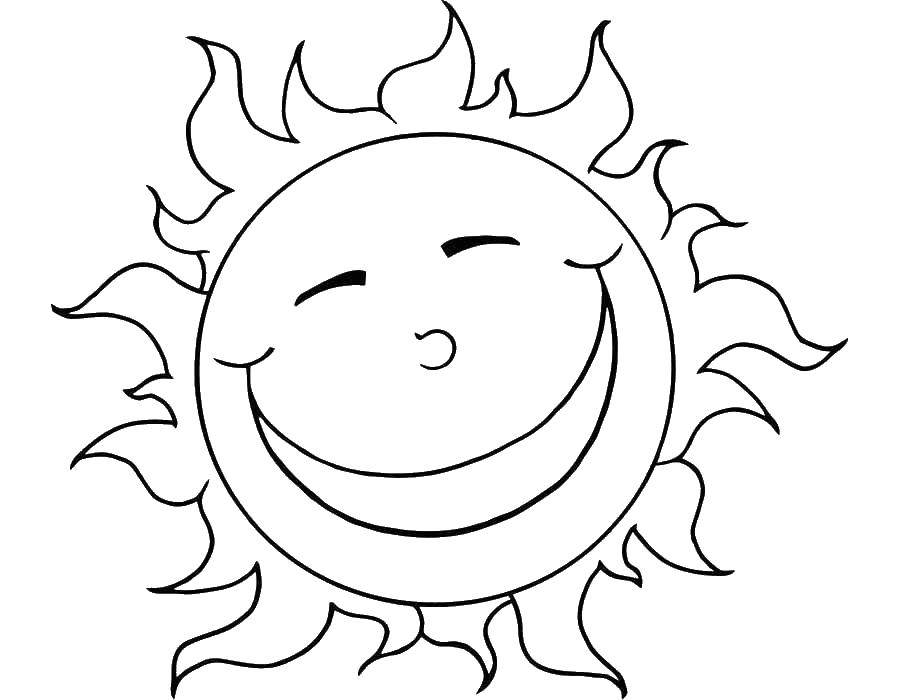 Название: Раскраска Улыбающееся солнце. Категория: Солнце. Теги: солнце, лечи, улыбка.
