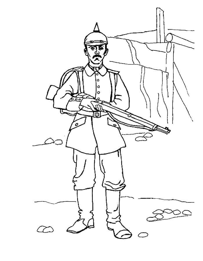 Coloring Soldiers with weapons. Category military. Tags:  soldiers, weapons.