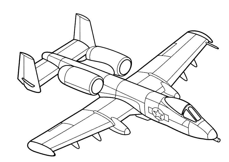 Coloring Military aircraft. Category the planes. Tags:  military, plane, transportation.