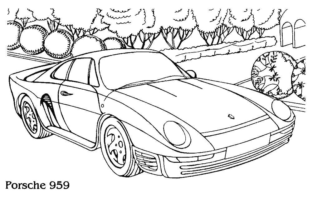 Coloring Porsche car. Category machine . Tags:  Porsche, car, machine, trnasport.