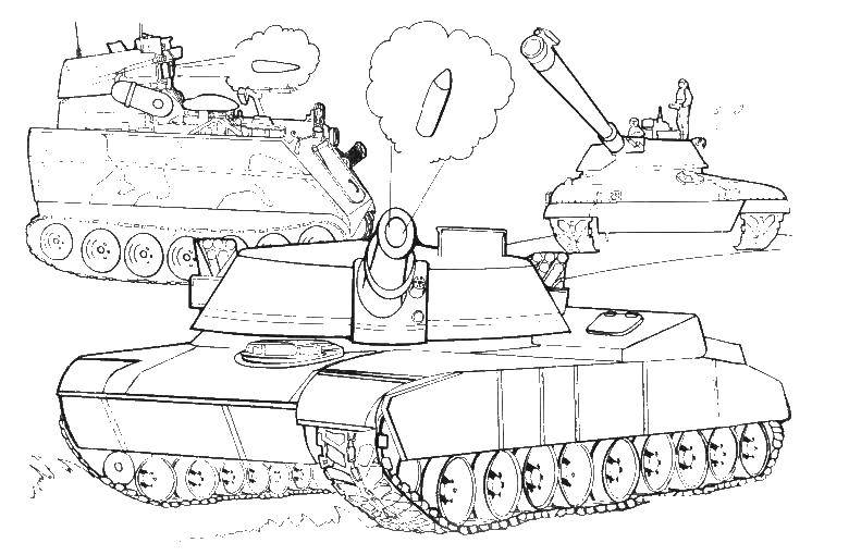 Coloring Different tanks. Category coloring. Tags:  war, soldiers, tanks.