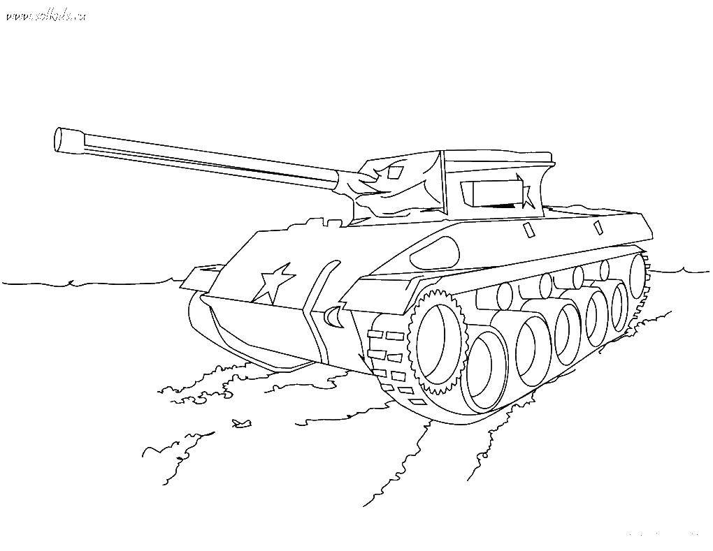 Coloring Tank. Category coloring. Tags:  war, tank, caterpillar.