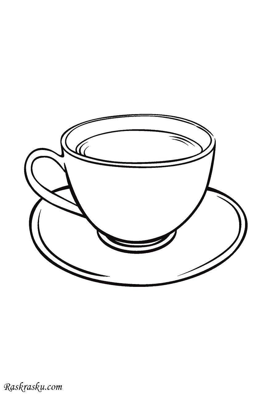 Название: Раскраска Чашечка кофе. Категория: посуда. Теги: Посуда, чайник, бокал.
