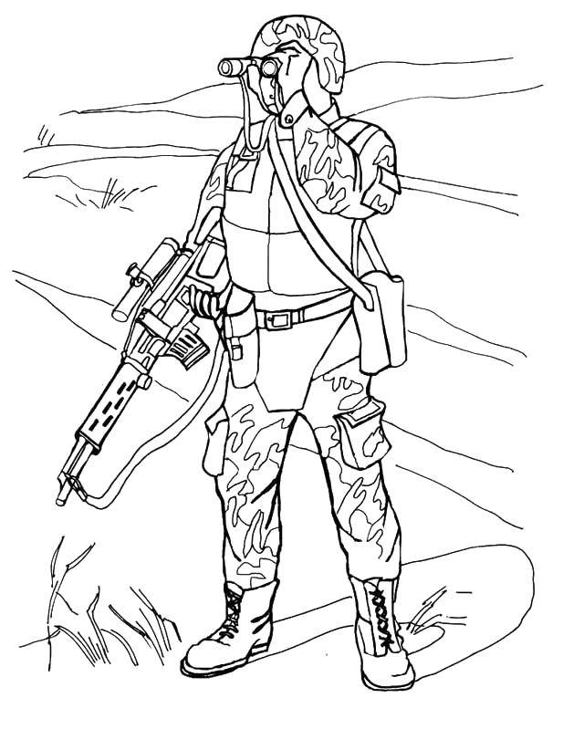 Coloring Soldiers in camouflage. Category Soldiers. Tags:  Soldiers, weapons, shooting.