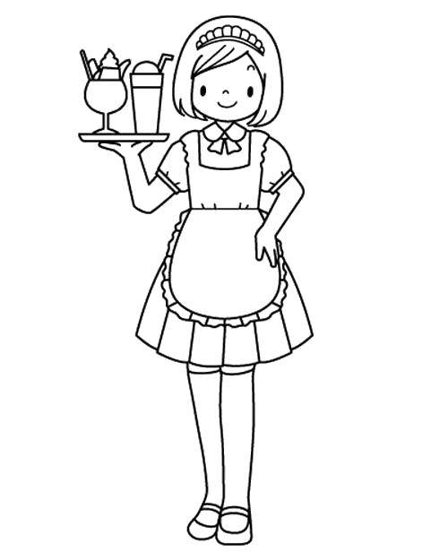Coloring The waitress. Category Cafes. Tags:  Cafe, waiter.