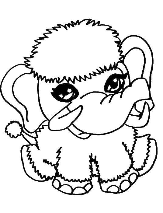 Название: Раскраска Мамонтёнок.. Категория: Раскраски для малышей. Теги: Животные, мамонт.