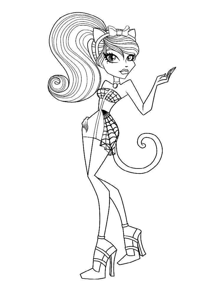 Coloring Lady kitty. Category school of monsters. Tags:  Monster High.
