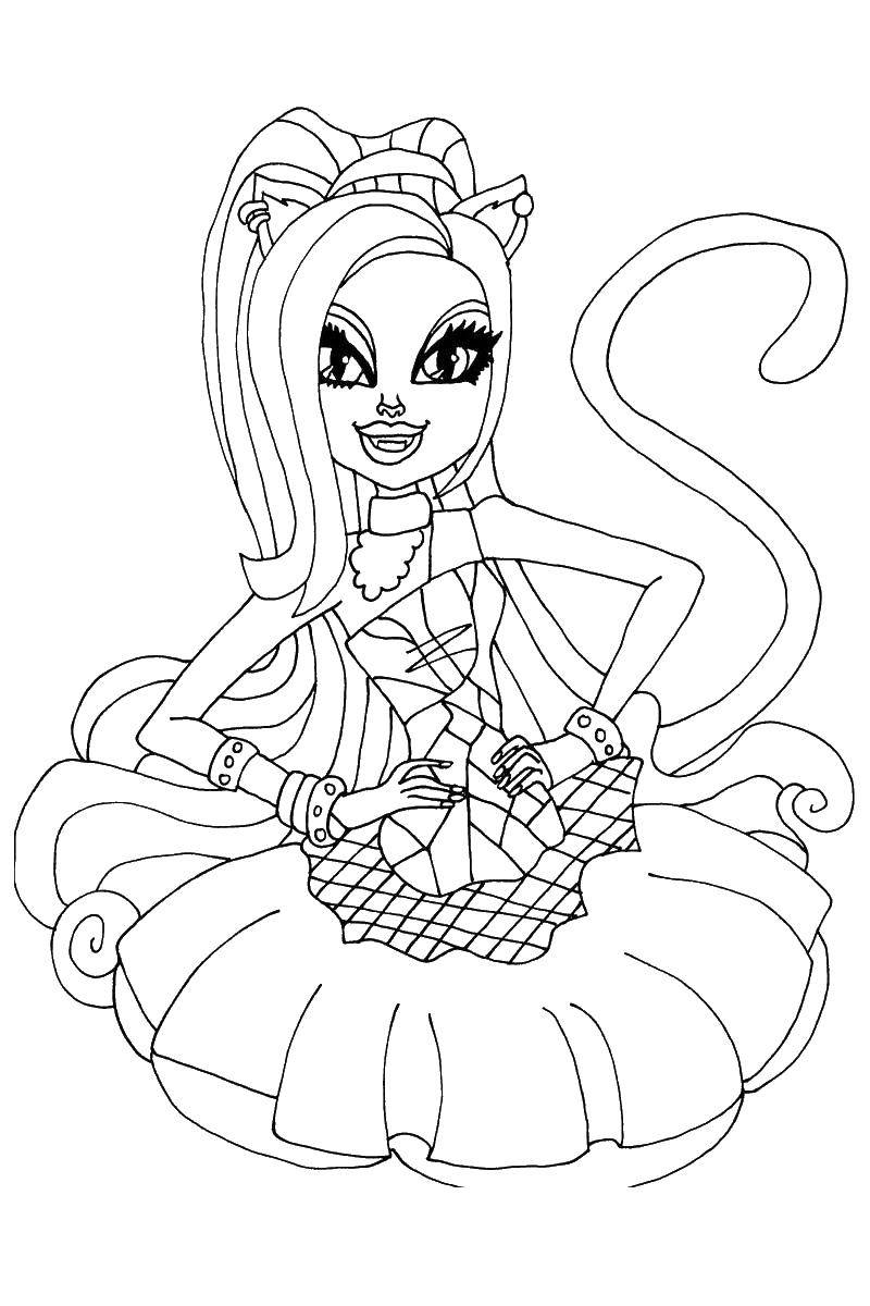 Coloring Miss cat. Category school of monsters. Tags:  Monster High.