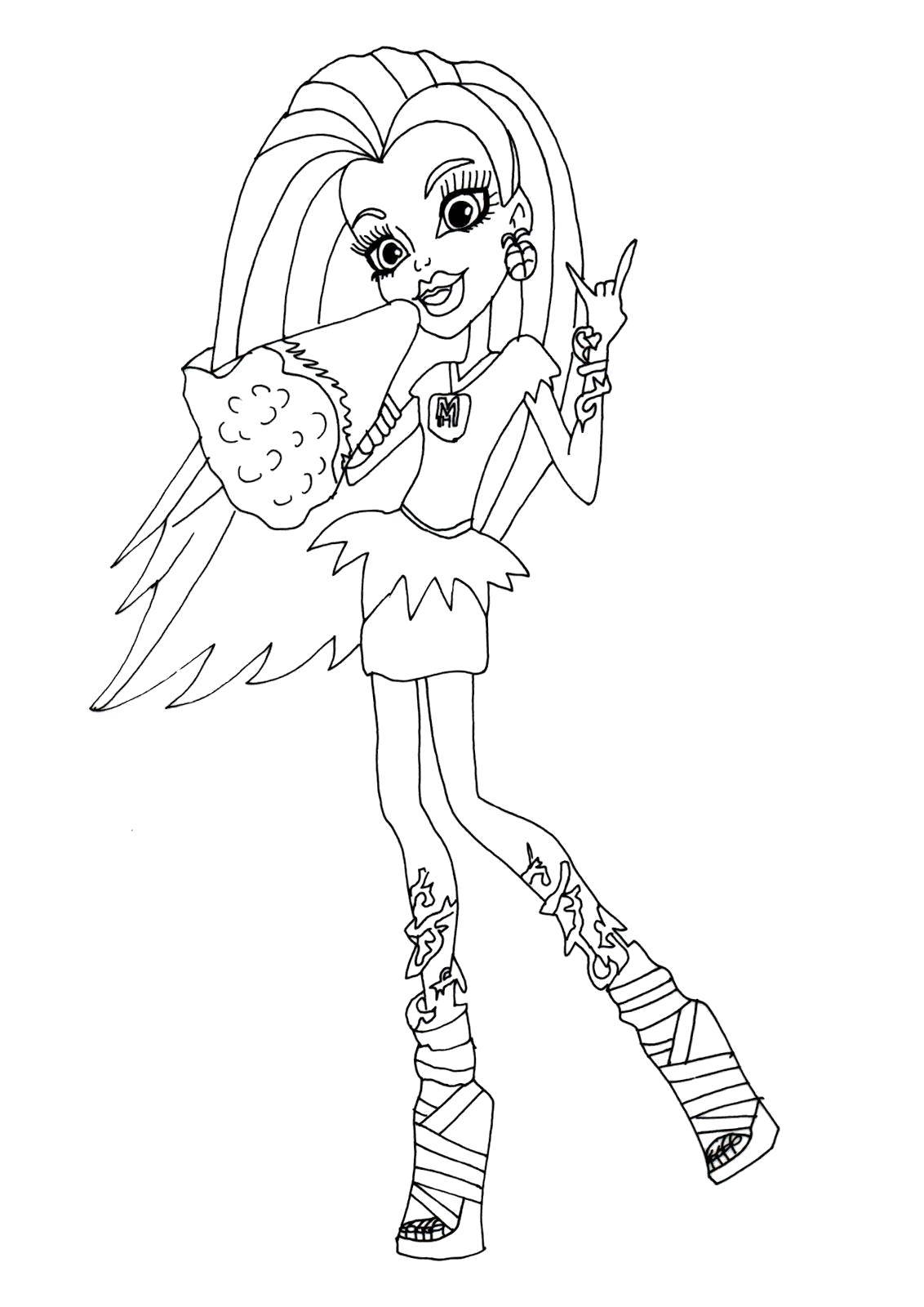 Coloring Monster cheerleader. Category school of monsters. Tags:  Monster High.