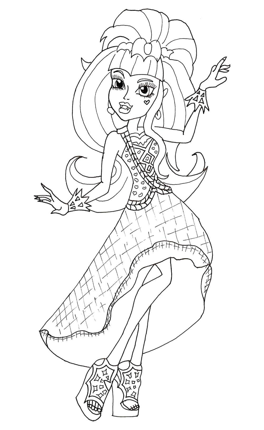 Coloring Monster in a pretty dress.. Category school of monsters. Tags:  Monster High.