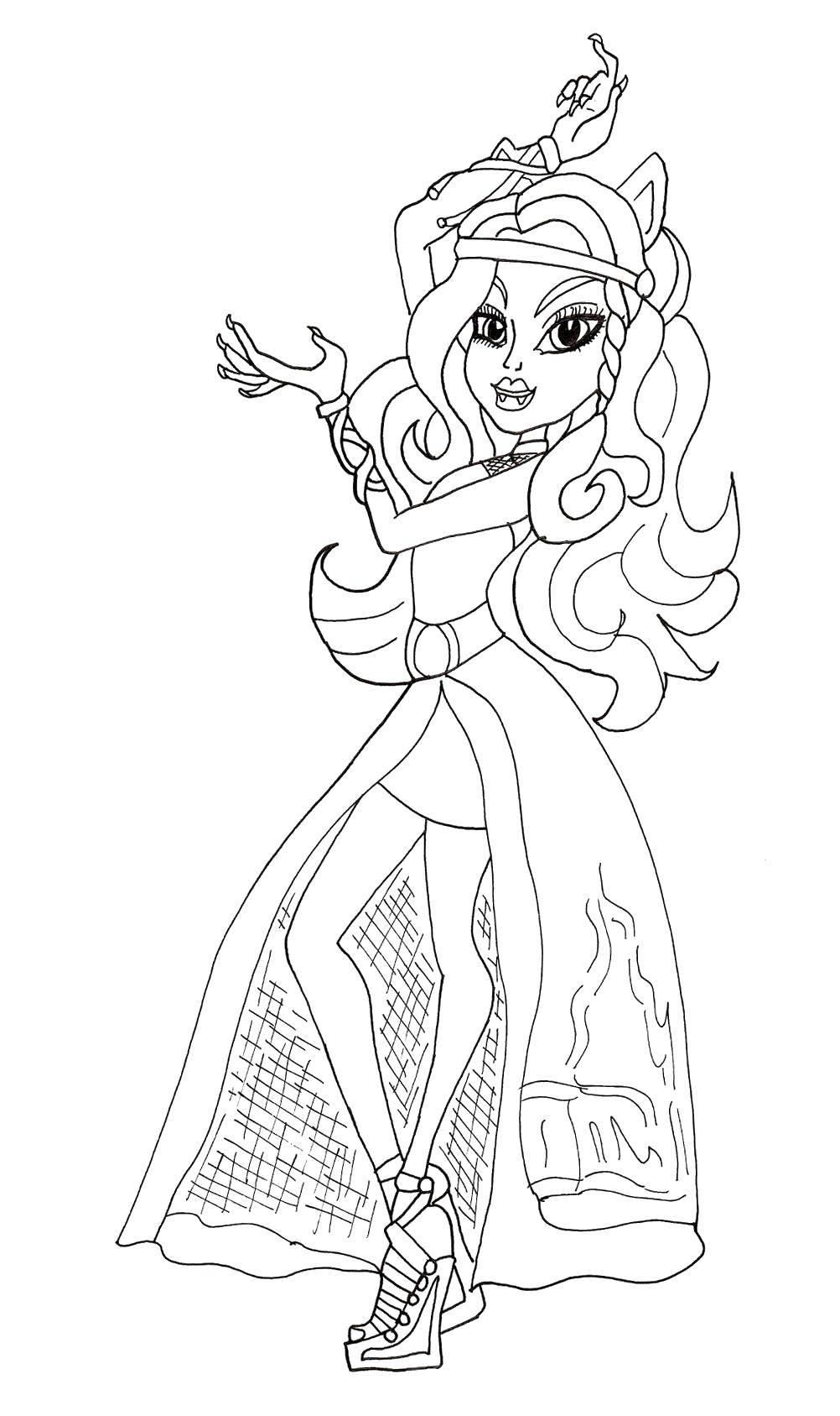 Coloring Girl in beautiful dress. Category school of monsters. Tags:  Monster High.