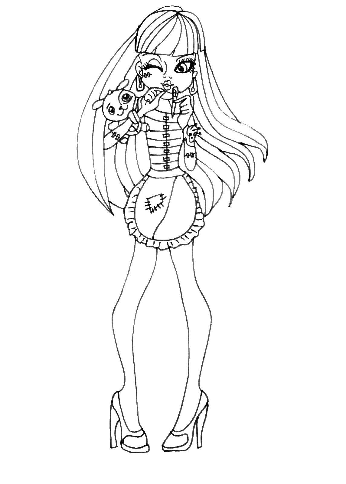 Coloring Girl with toy. Category monster high. Tags:  Monster High.