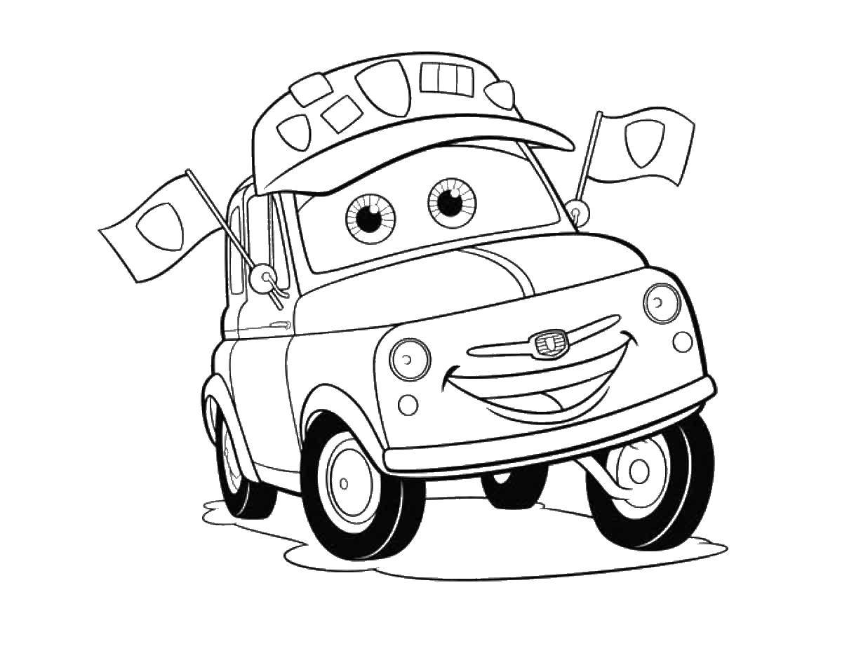 Coloring The hero of the cartoon cars. Category Wheelbarrows. Tags:  cars, car, car.