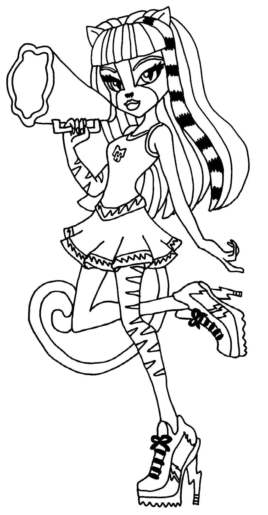 Coloring Kitty cheerleader. Category monster high. Tags:  Monster High.