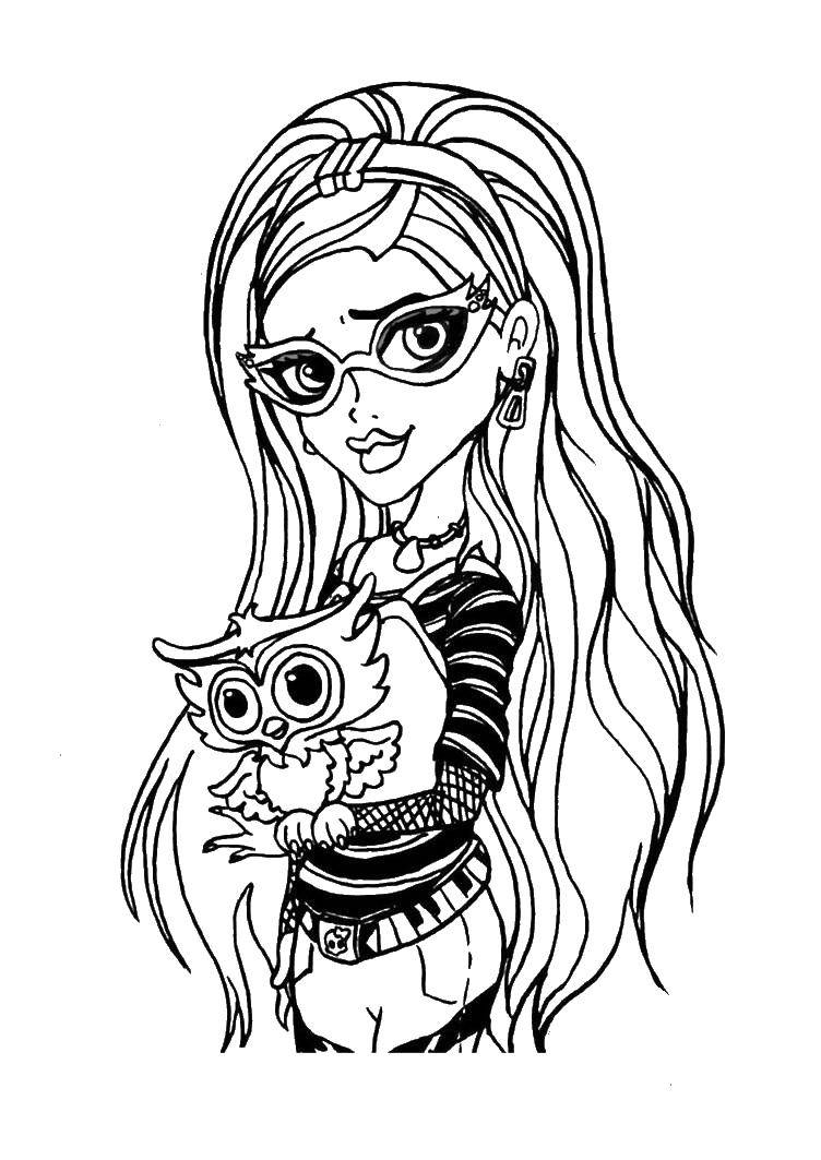 Coloring Cutie with owl. Category monster high. Tags:  Monster High.