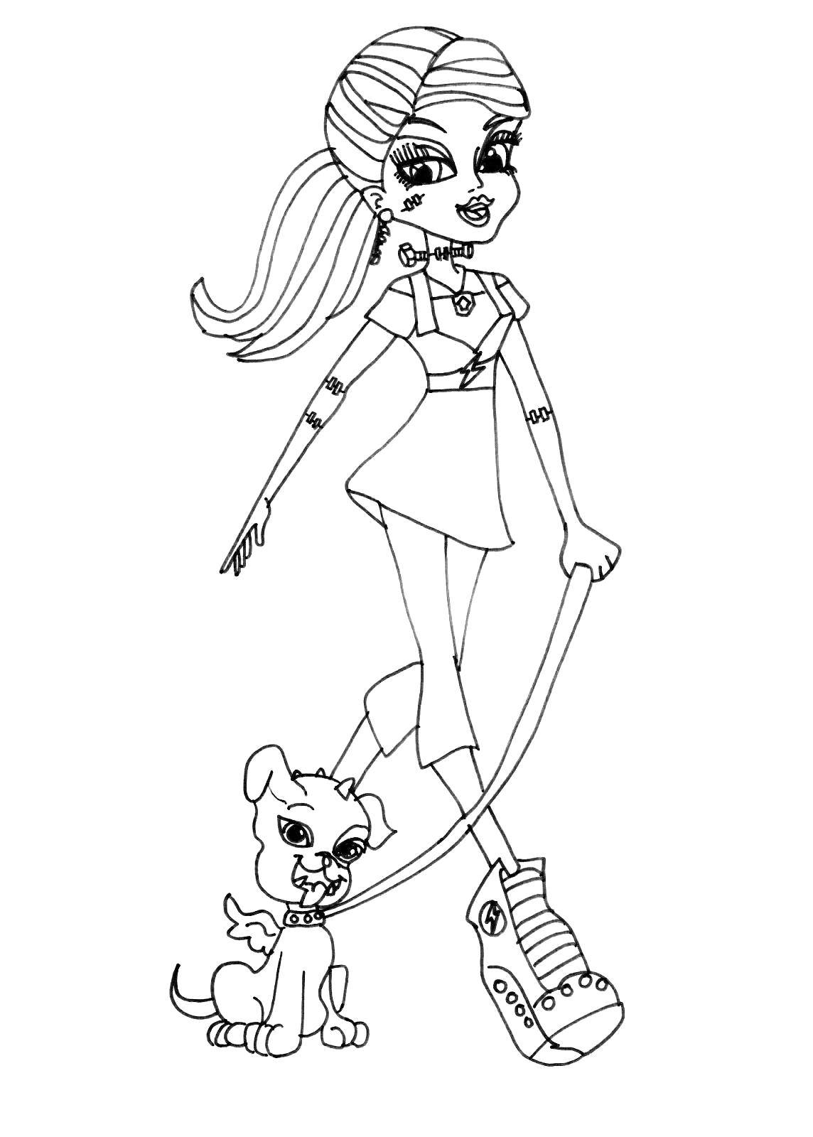 Coloring She-beast with a dog. Category monster high. Tags:  Monster High.