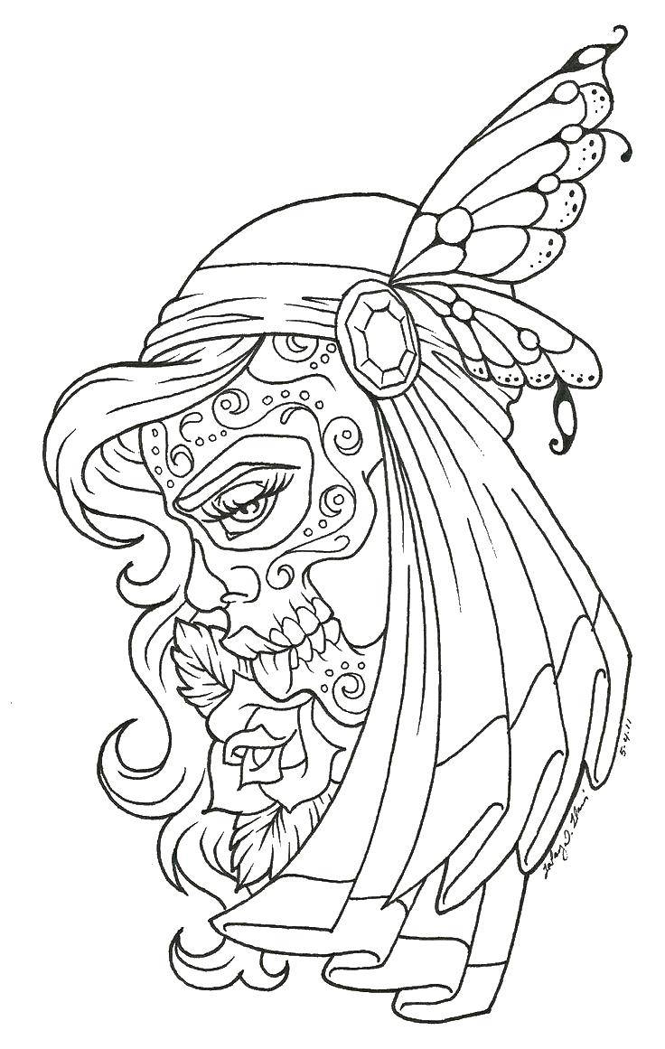 Coloring Girl pirate. Category Skull. Tags:  Skull, patterns.