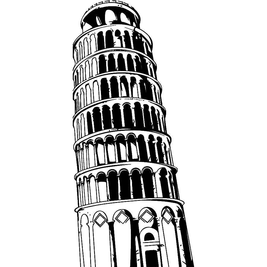 Розмальовки  Пізанська вежа. Завантажити розмальовку пізанська вежа.  Роздрукувати ,пізанська вежа,