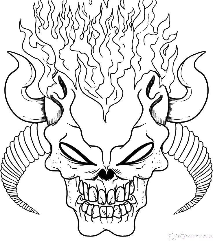 Coloring Flaming skull. Category Skull. Tags:  Skull, patterns.
