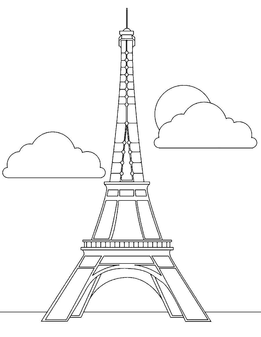 Розмальовки  Ейфелева вежа. Завантажити розмальовку Париж.  Роздрукувати ,Чудеса Світу,