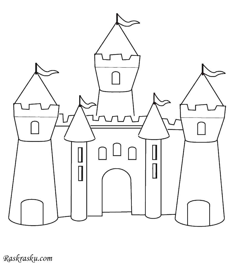 Название: Раскраска Флажки на башнях. Категория: замки. Теги: Замок.