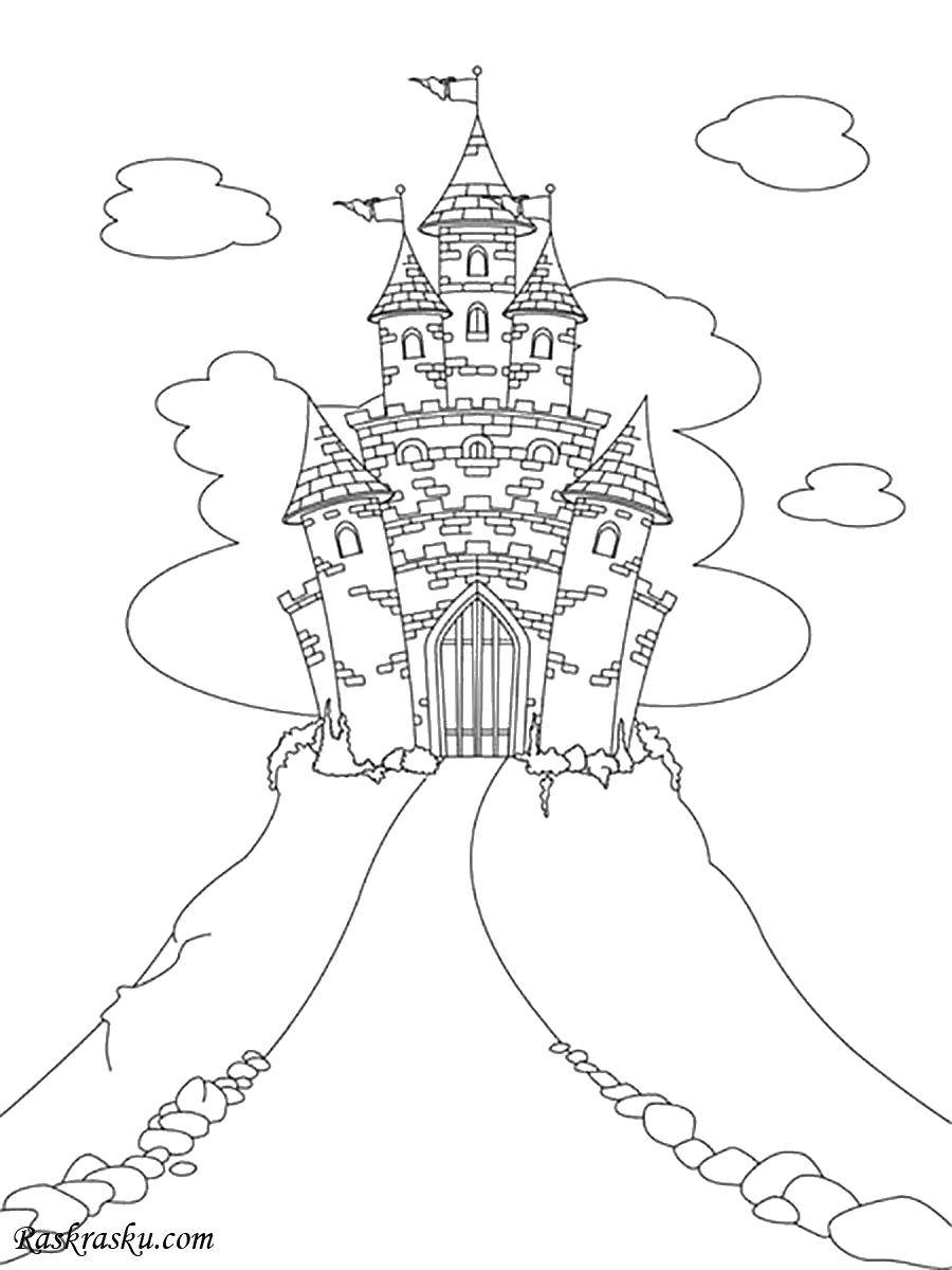 Название: Раскраска Кирпичный замок. Категория: замки. Теги: Замок.