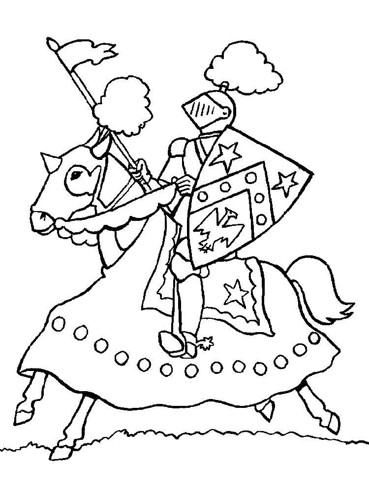 Coloring Knight on horseback. Category for boys . Tags:  knight , horse.