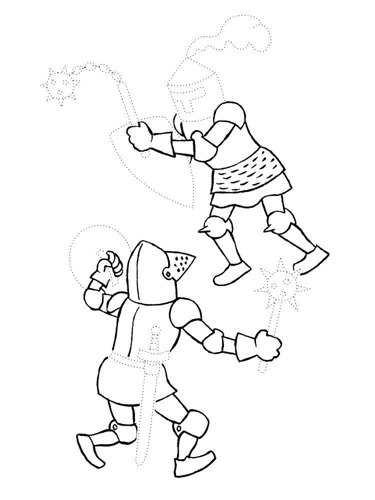 Coloring Knights fight. Category for boys . Tags:  knight , armor.